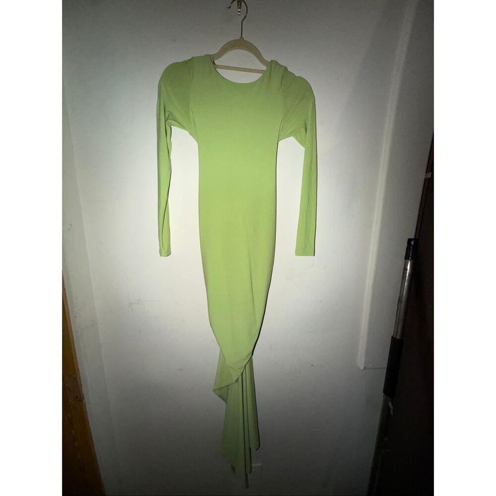 MELANI size XS long sleeve dress open back green
